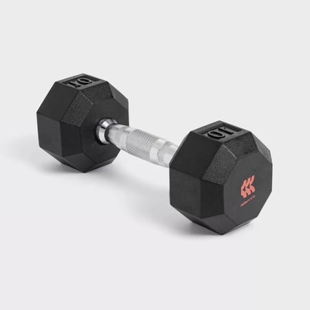 Hex Dumbbell 10lbs Black Single Weight, Rubber Fill, Chrome Material, Arm Exercise