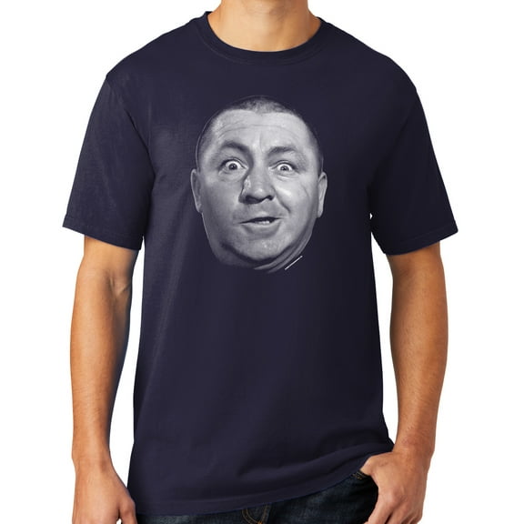 Mens Curly Howard Face Three 3 Stooges Tee Shirt, XL True Navy Blue
