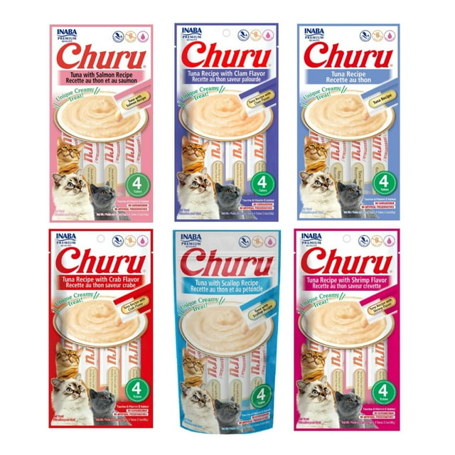 Kit 6 Sobres de Churu 6 Sabores distintos 4 Tubos de 14 g