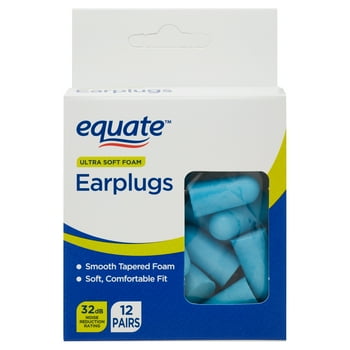 Equate Ultra Soft Foam Ear Plugs, 32dB Noise Reduction Rating, 12 Pairs