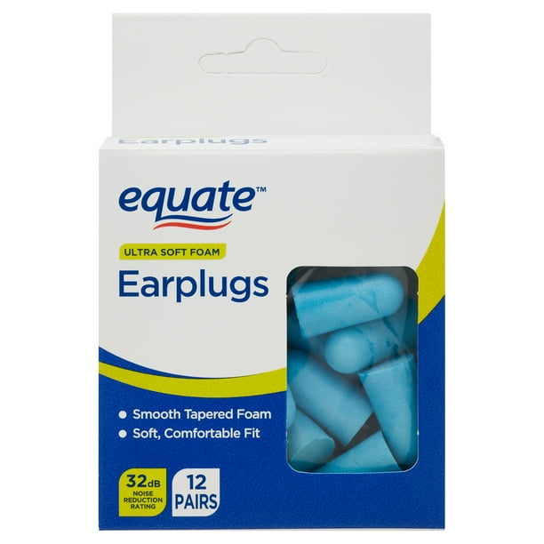 Equate Ultra Soft Foam Ear Plugs, 32dB Noise Reduction Rating, 12 Pairs