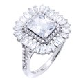 thumbnail image 2 of Baguette Octagon-cut Cubic Zirconia Cocktail Ring, Sterling Silver, 2 of 2