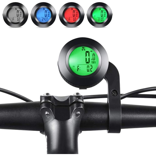 3-färgs LCD-bakgrundsbelyst rund cykelhastighetsmätare, multifunktionell vattentät cykelodometer