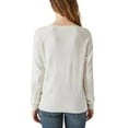 thumbnail image 3 of Lucky Brand Women's V-Neck Sweater, Long Sleeves, Side Slits, Cotton Blend, Cream/Green/Red/Black (Black,Medium), 3 of 11