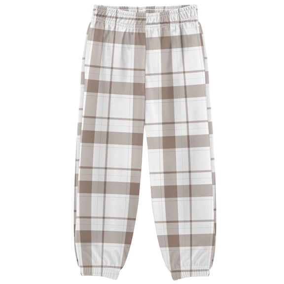 Brown Plaid Boys Pants Kids Casual Sweatpants Joggers Toddler Sports Pants 3-10 Years