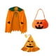 thumbnail image 5 of Conjunto de capa, sombrero y bolso de calabaza de Halloween, capa suave para juegos de rol de carnavales de clubes, 5 of 8