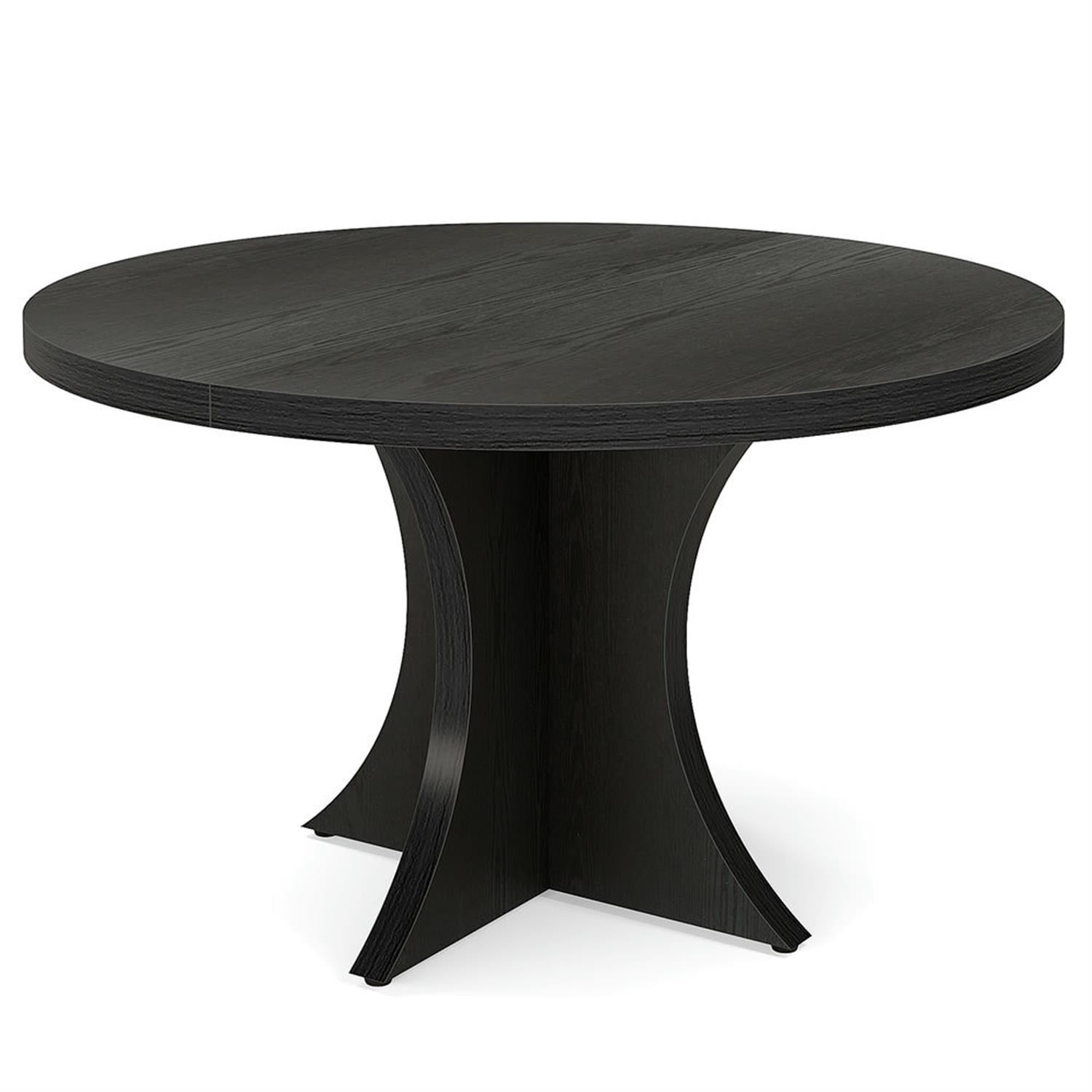 Demi Bonn 47" Modern Round Dining Table for 4-6 People, Farmhouse Kitchen Dinner Table for Dining Room, Home, Living Room Furniture, Black