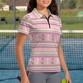 thumbnail image 3 of Whosucclay Striped Floral Pattern Polo Shirts, Soft 1/4 Zip Quick Dry Tennis Shirts for Golf Bowling Exercise Lightweight Size X-Small, 3 of 10
