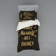 thumbnail image 2 of Saying Duvet Cover Set, Collect Moments Not Things Modern Philosophical Approach, Bedding Set with Shams and Fitted Sheet, 3 Sizes, by Ambesonne, 2 of 3