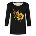 thumbnail image 4 of CYMMPU Loose Fit Crew Neck Spring Tops Summer Trendy Shirts Flower Printed 3/4 Sleeve Blouses for Women Dressy Casual Tunic Tops Lightweight Basic Tees M, 4 of 5