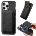 thumbnail image 1 of KAIYANG D12 Funda de cuero + TPU para iPhone 16 Pro, estilo retro, con ranura para tarjetas desmontable, color negro, 1 of 5