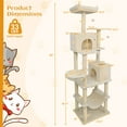 thumbnail image 3 of Gymax 80'' Tall Cat Tree w/2 Condos Sisal Scratching Posts Plush Perch Hammock Basket Beige, 3 of 10