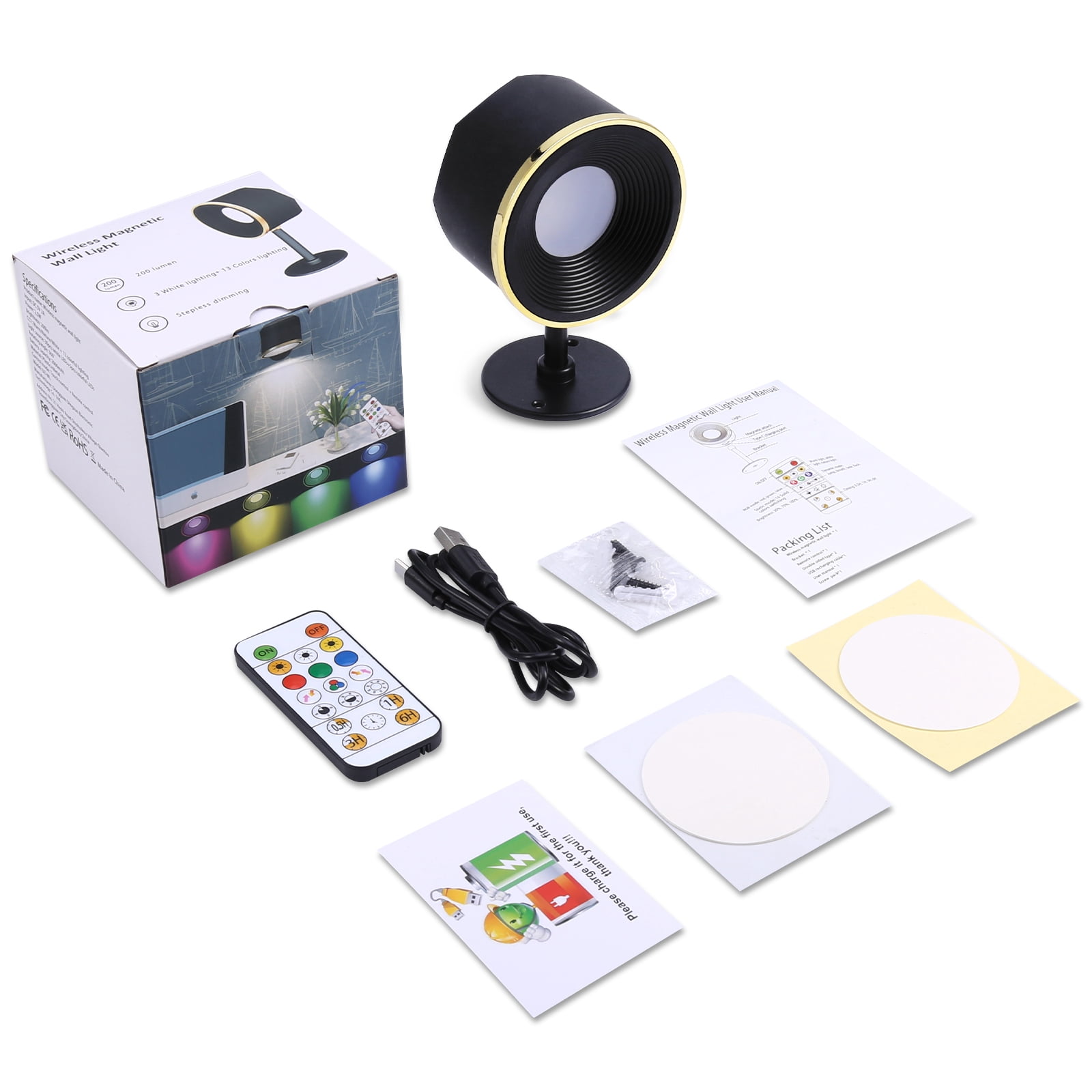 Wall Lamp, ORIA LED Wall Mounted Reading Lights, Wall Sconces with USB Charging Port 3 Brightness Levels Magnetic Ball 360Rotation Dimmable Touch Control, Lamps for Kids Study Bedside Closet