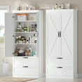 thumbnail image 4 of Homfa 70.3"H Bathroom Storage Cabinet, Farmhouse Linen Storage Cabinet with 2 Drawers, White, 4 of 7