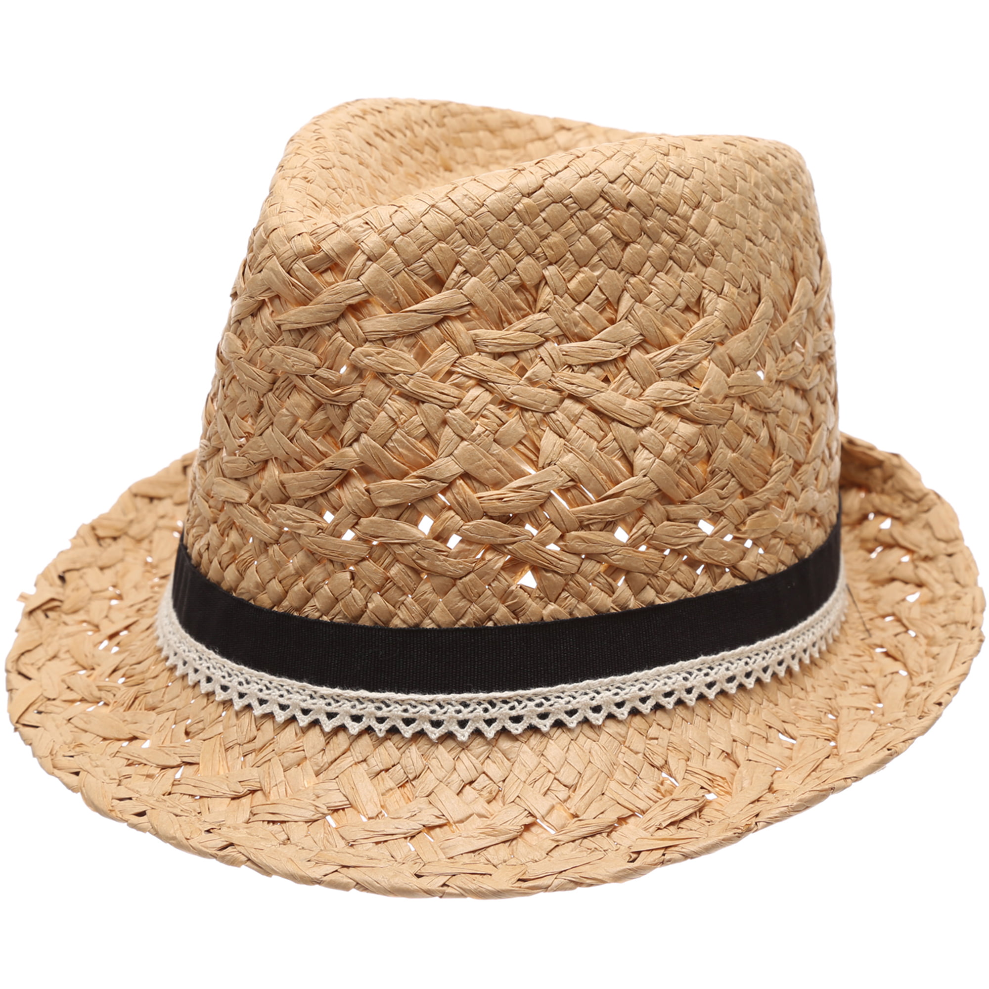 Accessoryo Unisex Cream Straw Trilby with Wide Band Available in a Selection of Colours