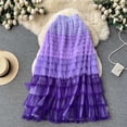 thumbnail image 2 of Tfken Mardi Gras Women Skirts Gradient Elastic Summer Women Fashion Long Skirts For Carnival Party Elegant Dress Purple One Size, 2 of 3