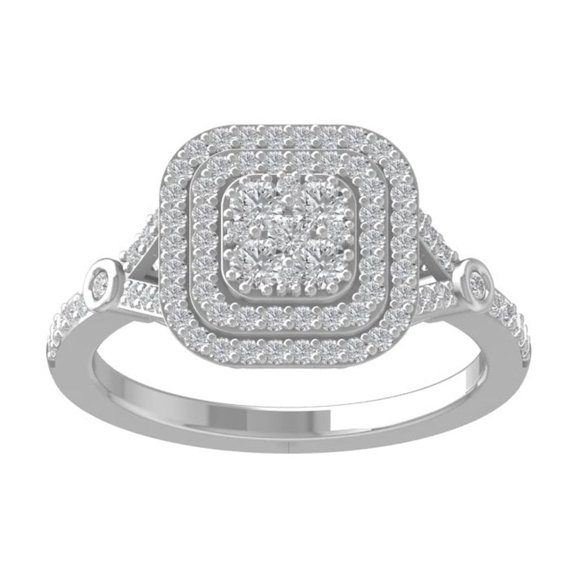 ARAIYA FINE JEWELRY 14K White Gold Round-shape Diamond Composite Ring (5/8 cttw, I2-I3 Clarity, I-J Color) Size 6.5