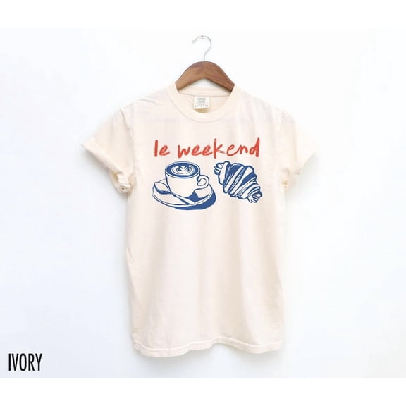 Weekend T-Shirt, Coffee Tshirt, Croissant Shirt, French T Shirt, Weekending T-Shirt, Retro Graphic Tee, Vintage Aesthetic, Le Weekend TH270511