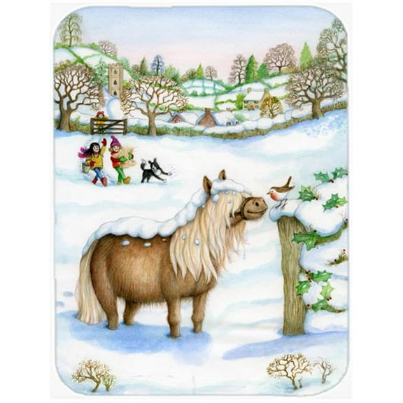 Feeding the Shetland Horse Glass Large Cutting Board