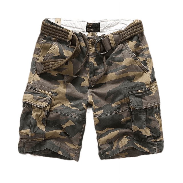WOLLED Men's Loose Cargo Shorts Relaxed Camo Cotton Shorts 5-Inch Beachwear