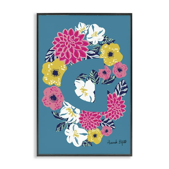 Stupell Industries Floral Bloom Letter G Botanical & Floral Painting Black Framed Art Print Wall Art, 12 x 18