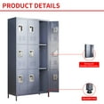 thumbnail image 4 of 72-Inch Tall Metal Locker, Modern 9 Door Lockers with Pothook and Security Door Lock, Solid Storage Locker for Home, Gym, School, Office, Basement (Gray), 4 of 9