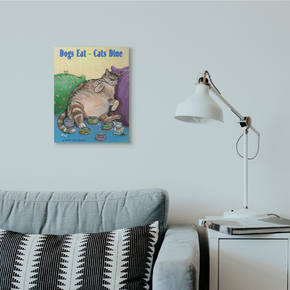 Stupell Industries Dogs Eat Cats Dine Funny Cartoon Pet Design Canvas Wall Art by Gary Patterson