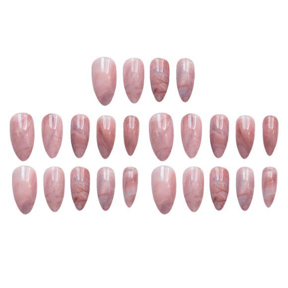 24Pcs Marble False Nails Long Full Cover Designed Fake Nails for Women Ladies
