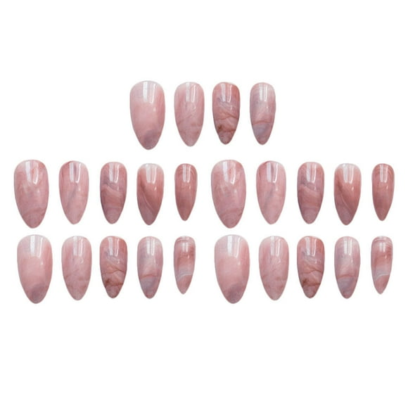 24Pcs Marble False Nails Long Full Cover Designed Fake Nails for Women Ladies