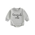 thumbnail image 1 of Argulvti Barboteuse de l\'Action de Grâce pour Bébé, Broderie de Lettres, Manches Longues, Col Rond, Combinaison Chandail, 1 of 6
