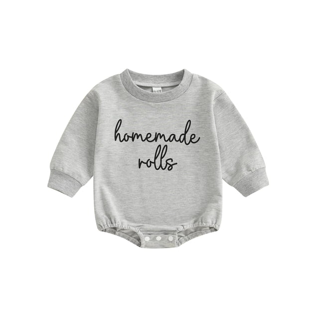 Argulvti Barboteuse de l\'Action de Grâce pour Bébé, Broderie de Lettres, Manches Longues, Col Rond, Combinaison Chandail