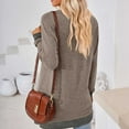 thumbnail image 5 of qucoqpe Womens Long Sleeve Tops Pullover Casual Solid Loose Fit Lace V-Neck Contrast Split Tunics, 5 of 5