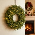 thumbnail image 6 of Artificial Pre-Lit Christmas Wreath 16.54 Inch Green Fir with Energy Efficient LED Lights, Elegant Festive Holiday Decoration for Front Door,Window, Mantel Christmas Decor Welcoming Accent, 6 of 6