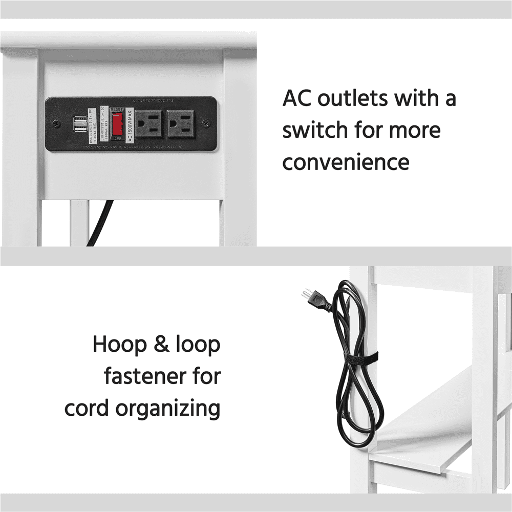 Yaheetech Corner Computer Desk Workstation with Power Outlet Storage Drawer, White