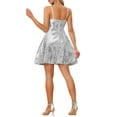 thumbnail image 3 of INSPIRE CHIC Women's Dress Adjustable Spaghetti Strap Sparkle Sequin A-Line Mini Dresses XL Silver, 3 of 6