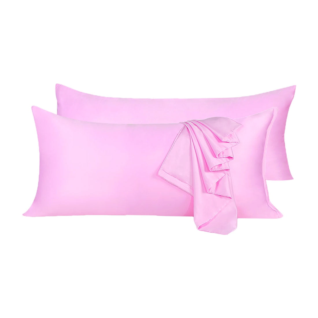 Unique Bargains 2 Pack Silky Satin Body Pillow Cases Pink 21" x 60
