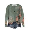 thumbnail image 2 of AUNVITO Women's Printed Cardigan Button Long Sleeve Round Neck Casual Knit Sweater Winter Warm Blend Loose Fit Outwear, 2 of 4