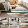 thumbnail image 5 of Abstract Wave 4FT Round Area Rugs for Living Room Lines Green White Brown Ombre Modern Art Ultra-Thin Non-Slip Round Rugs Machine Washable Low Pile Circle Carpet for Bedroom Kitchen Nursery, 5 of 9