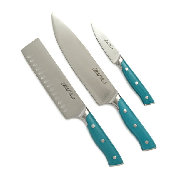 The Pioneer Woman 3 Piece Stainless Steel Knife Bundle Set, Teal