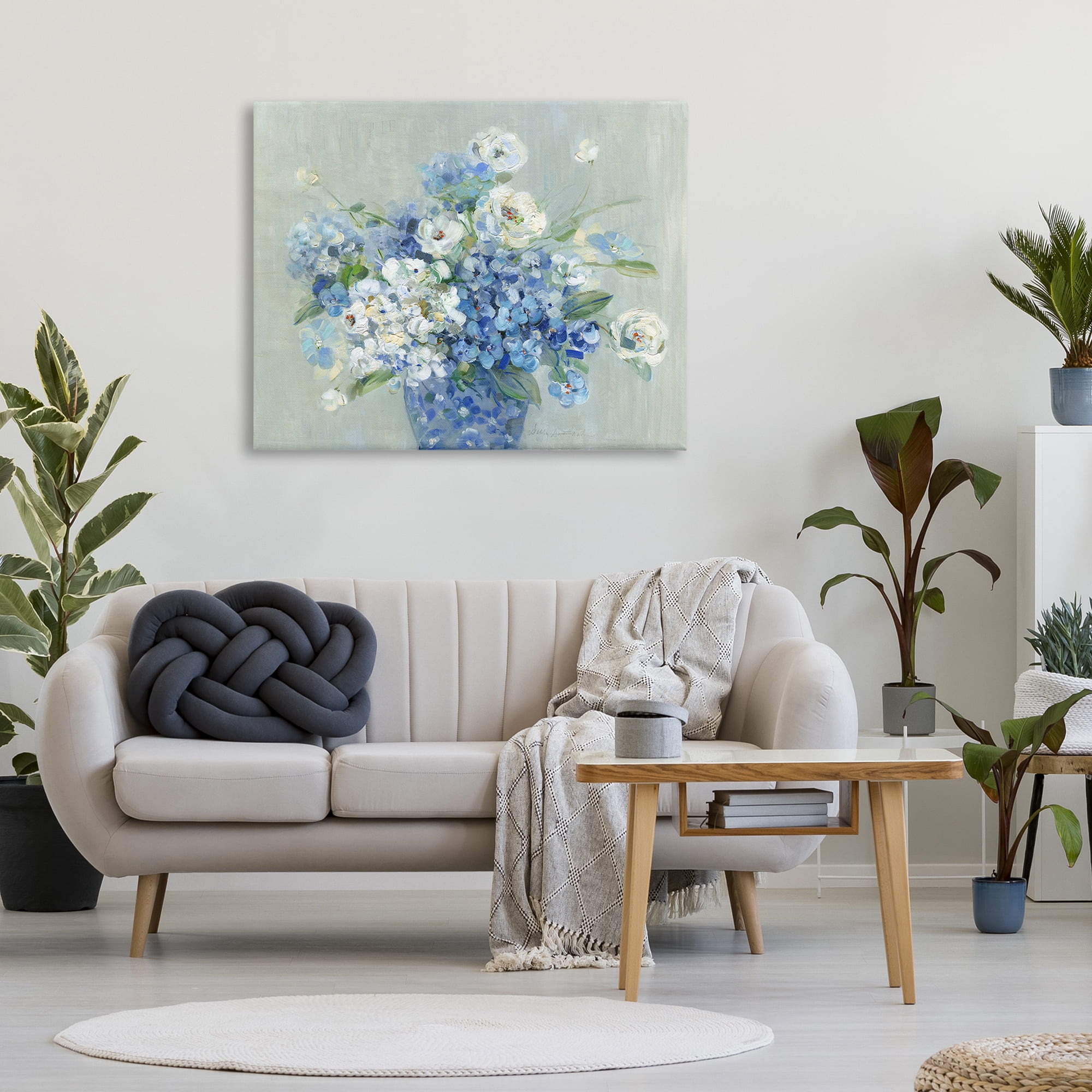 Stupell Industries Serene Blue And White Bouquet Canvas Wall Art, design by Sally Swatland