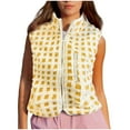 thumbnail image 3 of UAYOTSE Women Fall and Winter Soild Color Fleece Vest Sleeveless Fashion Zipper Vest Checkered Vest(S201-Yellow,S), 3 of 7
