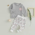 thumbnail image 2 of XIMIN Toddler Baby Boy 2Pcs Clothes Set Sweat Suit Outfit Cute Baseball Print Long Sleeve Crew Neck Sweatshirt & Long Jogger Pant Fall Winter Sets, 2 of 7
