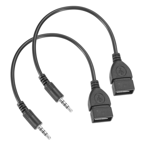 Uxcell 2 Pcs 3.5mm Male Audio Aux Jack Plug to USB 2.0 Female Black