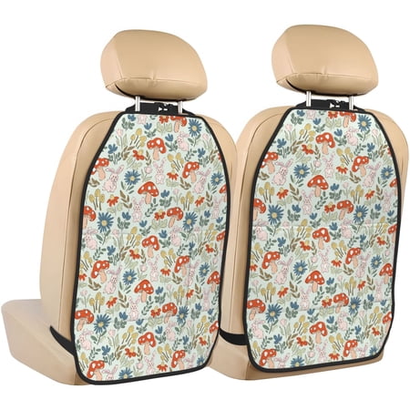 Fuzoiu Garden Of Little Bunnies Print 2 Pack Kick Mat Back Seat Protector With 3 Storage Pockets, Universal Car Seat Back Organizer For Kids Pets, Waterproof Backseat Protector For Most Car