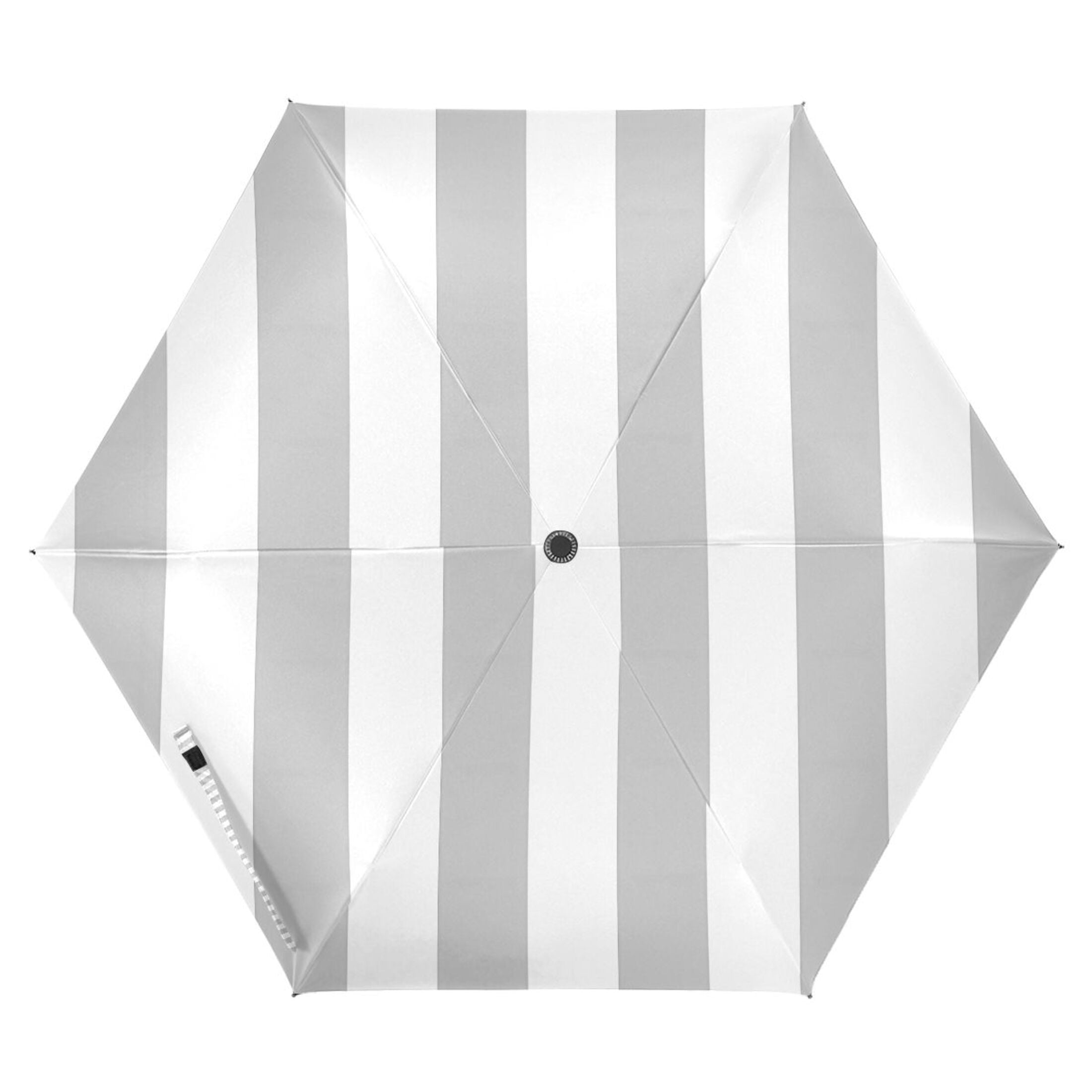 Silver Gray and White Stripes Compact Sun Umbrella Windproof Travel Umbrellas for Rain Strong Portable UV Protection