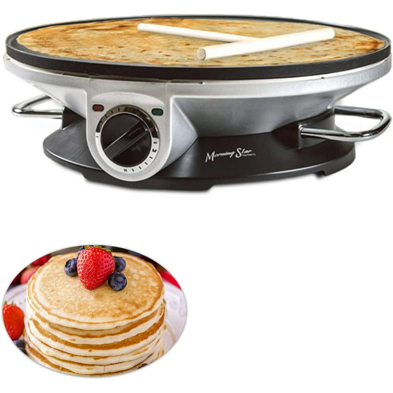 Crepe Maker - 600W Crepe Maker Long handle - Non-stick Pancake Maker w/ Tray