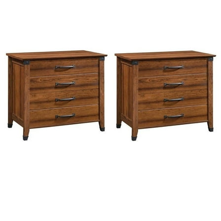 Home Square Set of 2 Engineered Wood Lateral File Cabinet in Washington Cherry