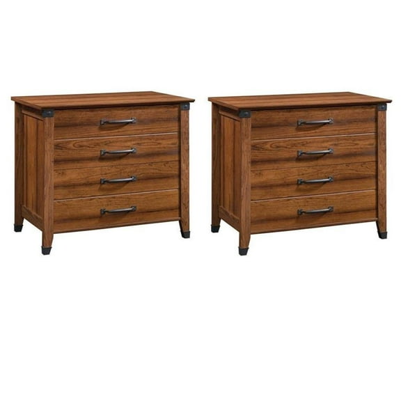 Home Square Set of 2 Engineered Wood Lateral File Cabinet in Washington Cherry