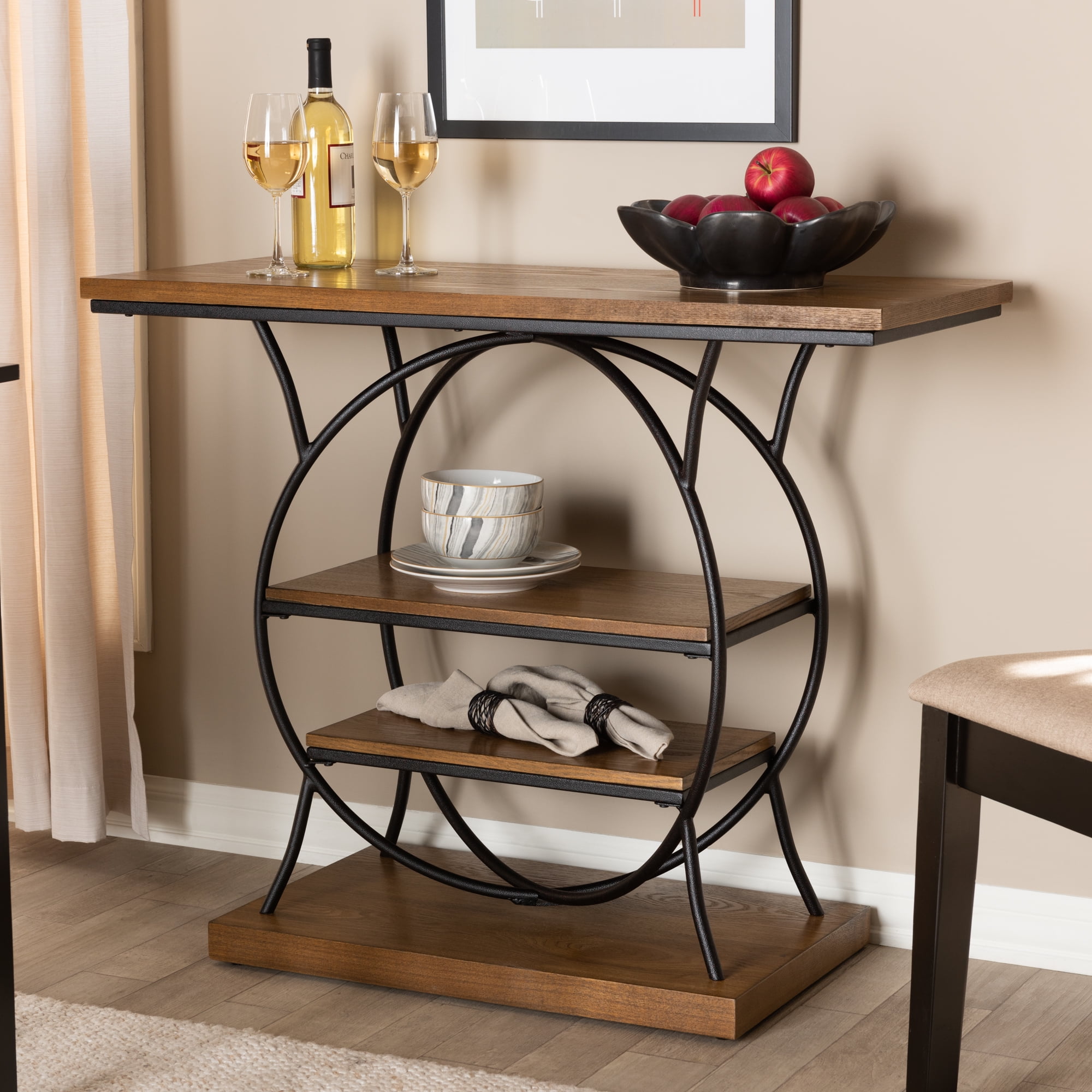 Baxton Studio Lavelle Vintage Rustic Industrial Style Walnut Brown Wood