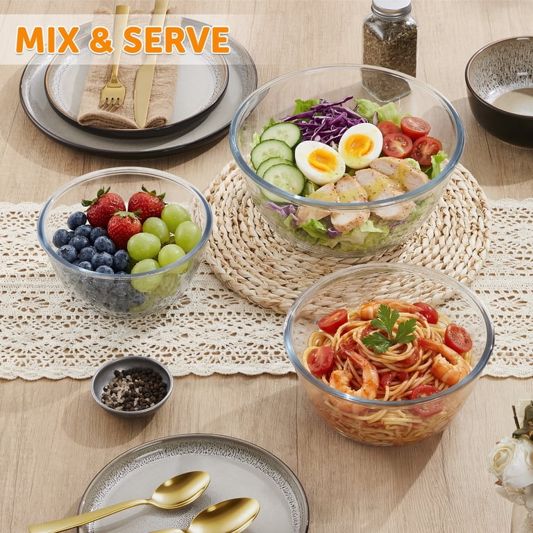 Vesteel 3-Piece Glass Mixing Bowl Set, Clear photo 4